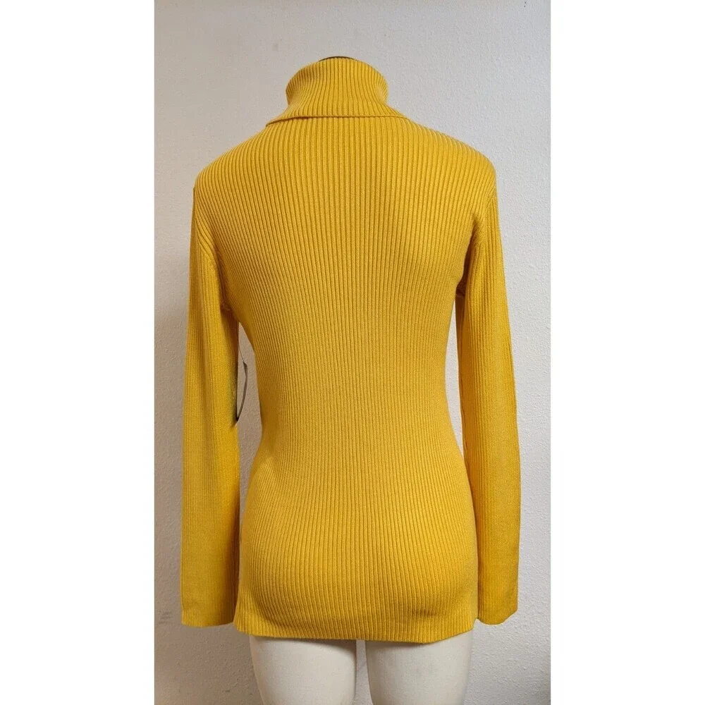 NWT~BOSTON PROPER Women's Marigold Yellow Viscose Blend Turtleneck Sweater M